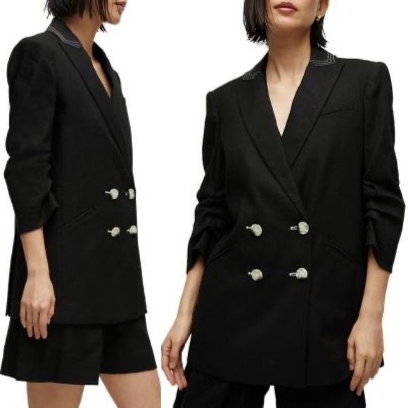 Veronica Beard Kiernan Linen Blend Dickey Blazer Jacket Black Size 0 - Picture 9 of 15